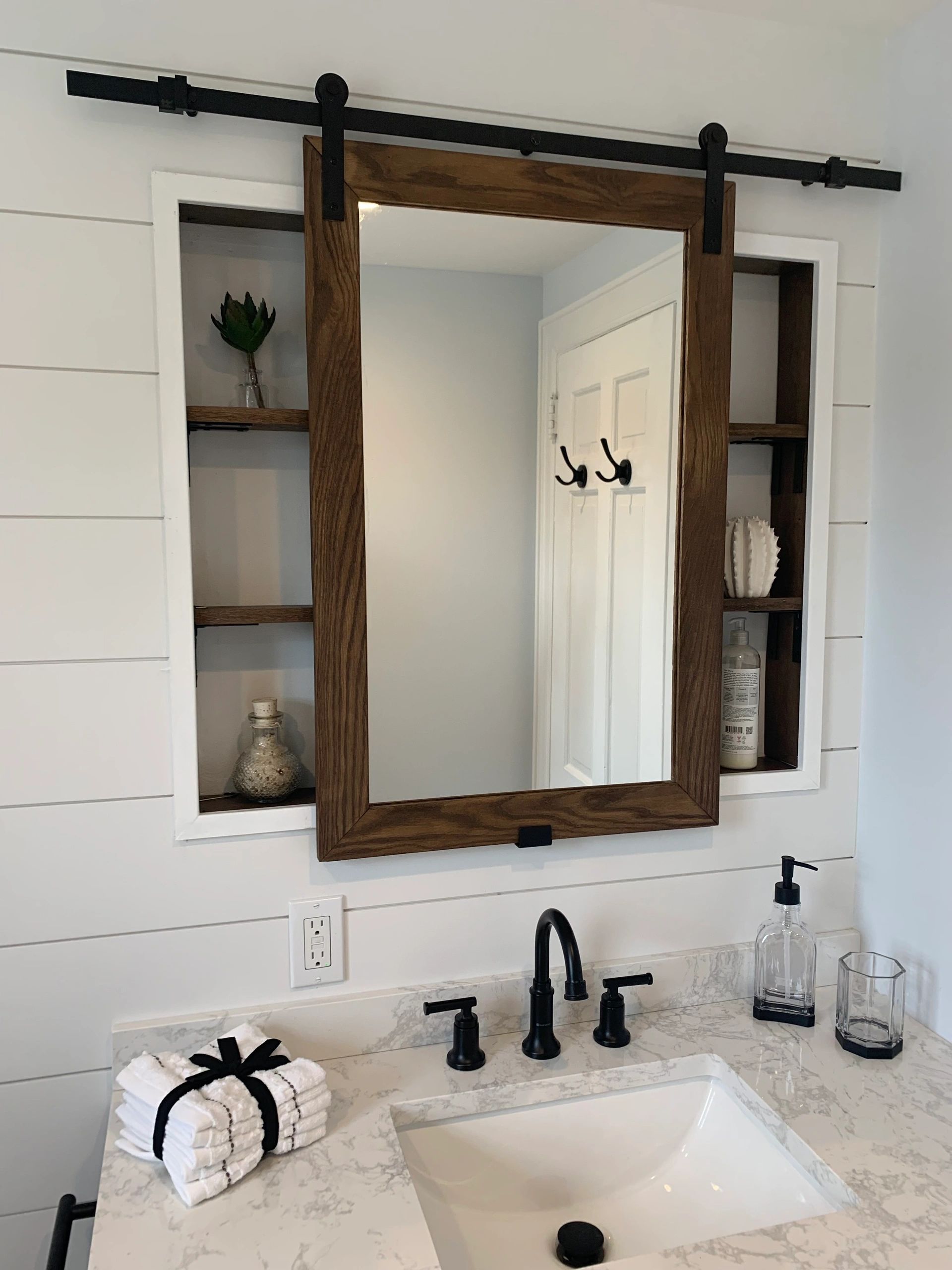 Farmhouse medicine shop cabinet mirror